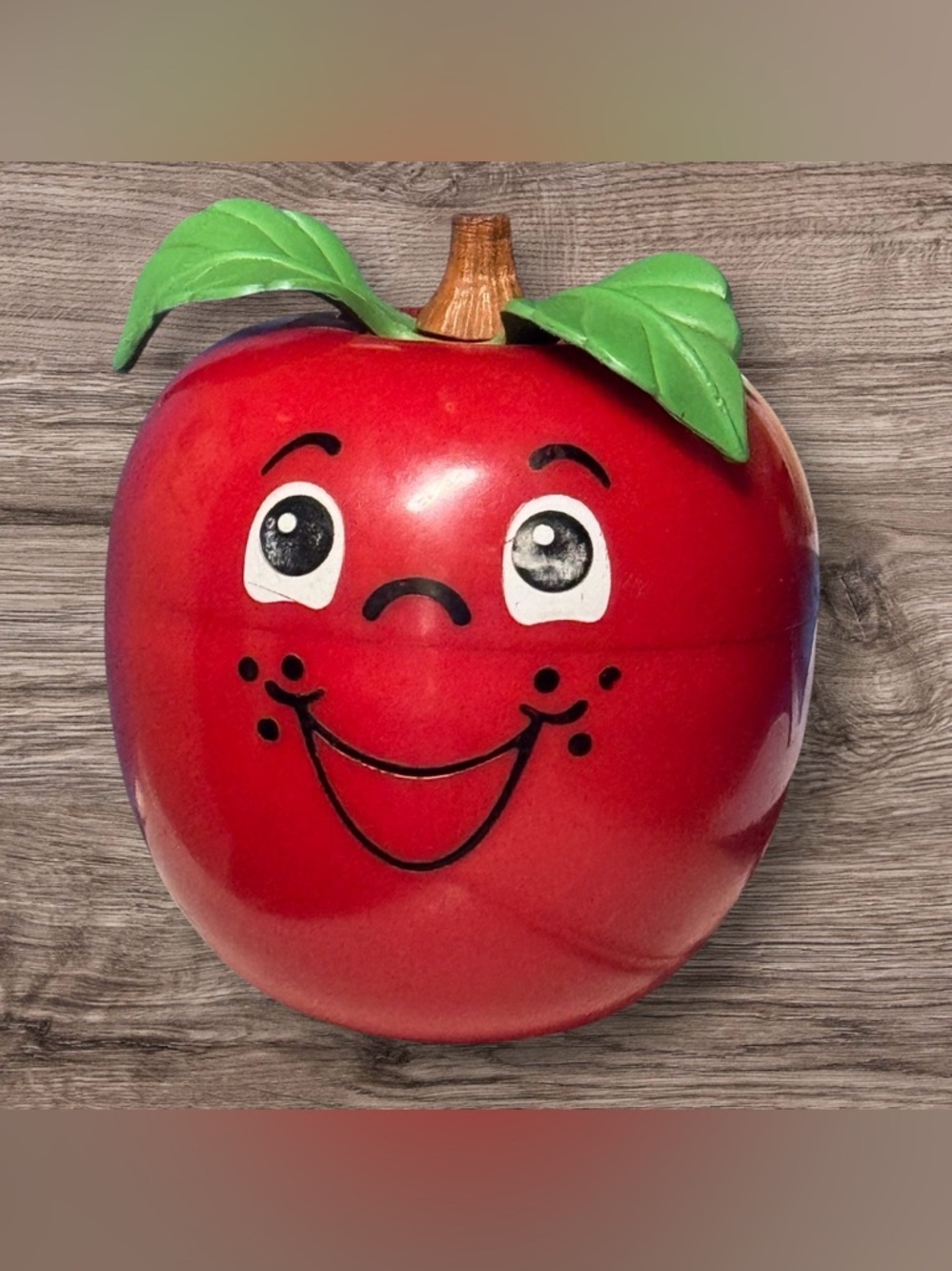 Fisher Price Happy Apple chime ball Vintage 70’s toddler toy short stem